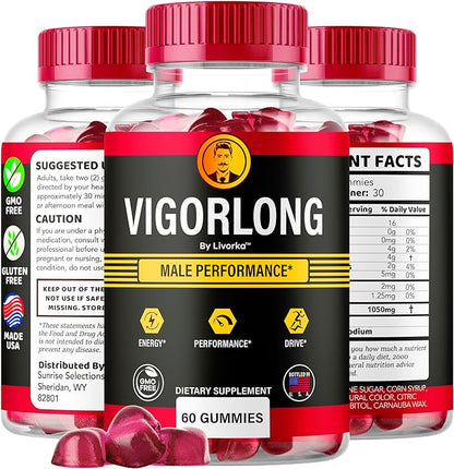 Vigorlong Gummies - Official VigorLongGummies for Men Premium Natural Support, Vigorlong Gummy Maximum Energy Advanced Support Formula for Overall Health & Wellness, 60 Gummies for 1 Month