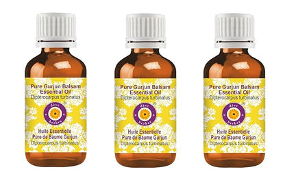 Deve Herbes Pure Gurjun Balsam Essential Oil (Dipterocarpus turbinatus) Steam Distilled (Pack of Three) 100ml X 3 (10 oz)
