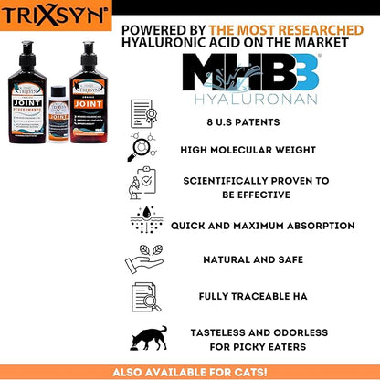 TRIXSYN Canine - Dog Hip and Joint Supplement - Liquid Hyaluronic Acid HA for Dog - Patented Liquid Formula for Senior Dogs - MHB3 Hylauronan - 6 fl oz (3)