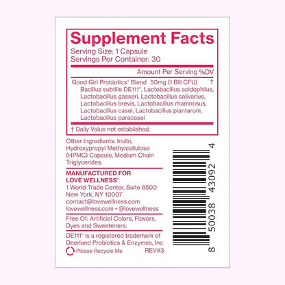 Love Wellness Good Girl Probiotics and Healthy V Vitamin | Womens Wellness Duo | Womens Probiotics Supplements for pH Balance and Vaginal Health