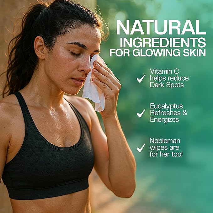 The Nobleman 4-Pack Face + Body Cleansing Wipes: 4 Post Workout Packs with Eucalyptus and Vitamin C (120 Ct.)