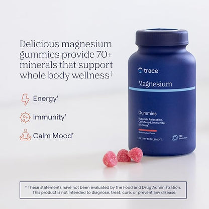 Trace Minerals Magnesium Gummies - Supports a Calm Mindset - Magnesium Chewables for Kids & Adults - Bone, Digestion, Heart Health & Immune Support - Watermelon Flavor - 120 Count (120 Servings)