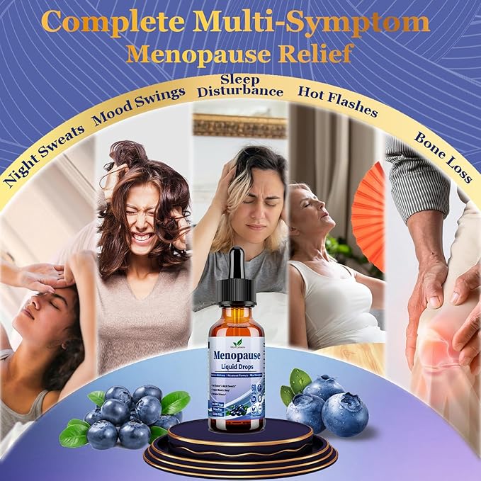 Menopause Supplements Liquid Drops, 8-in-1 Menopause Vitamin w. Black Cohosh, Ashwagandha, D3 B6 Multivitamin for Hot Flash, Night Sweats, Hormone Balance & Mood Support for Women Over 40