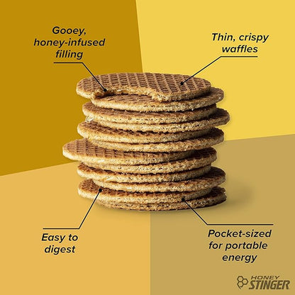 Honey Stinger Organic Energy Waffle Variety Pack of 18, 12 Honey Waffles and 6 Vanilla, Nutritious Stroopwafel Snack for Exercise, Endurance and Performance