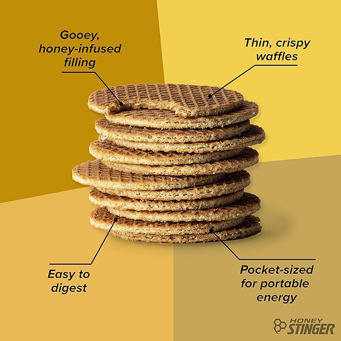 Honey Stinger Organic Honey Waffle, Energy Stroopwafel for Exercise, Endurance and Performance, Sports Nutrition for Home & Gym, Pre and Post Workout, 16.96 Ounces (Pack of 16)