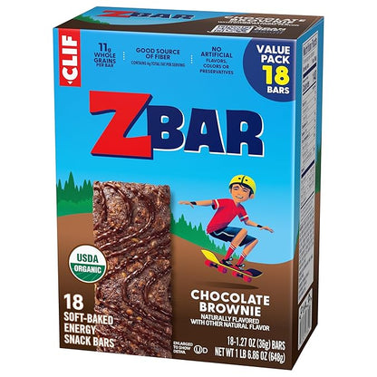 Zbar - Chocolate Brownie - Soft-Baked Energy Snack Bars - Non-GMO - 11g Whole Grains - USDA Organic Granola Bars (18 Pack)