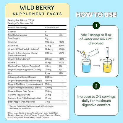 Feel Goods Immunity Icon, Vitamin C Immune Support Powder Drink Mix- 500mg Vitamin C, Elderberry, Ginger, Turmeric & Key Vitamins for Daily Immune Health - Sugar-Free & Caffeine-Free Drink Mix Packets