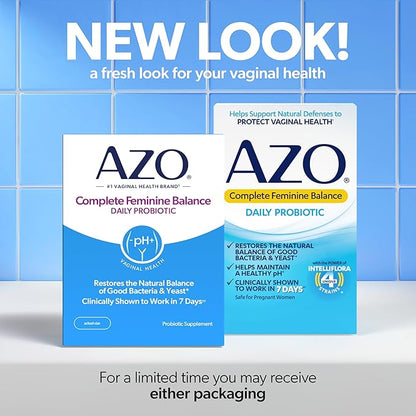 AZO Complete Feminine Balance Daily Vaginal Probiotics for Women, Clinically Proven to Help Protect Vaginal Health, Helps balance pH and yeast, 30 Count