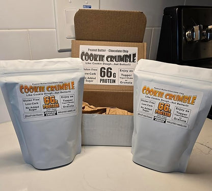 High Protein Cookie – Peanut Butter Chocolate Chip Crumble, 66g Protein per Bag, Keto, Low Carb, No Sugar Added, Gluten-Free, 2 Pack – PROTEIN SWEETS