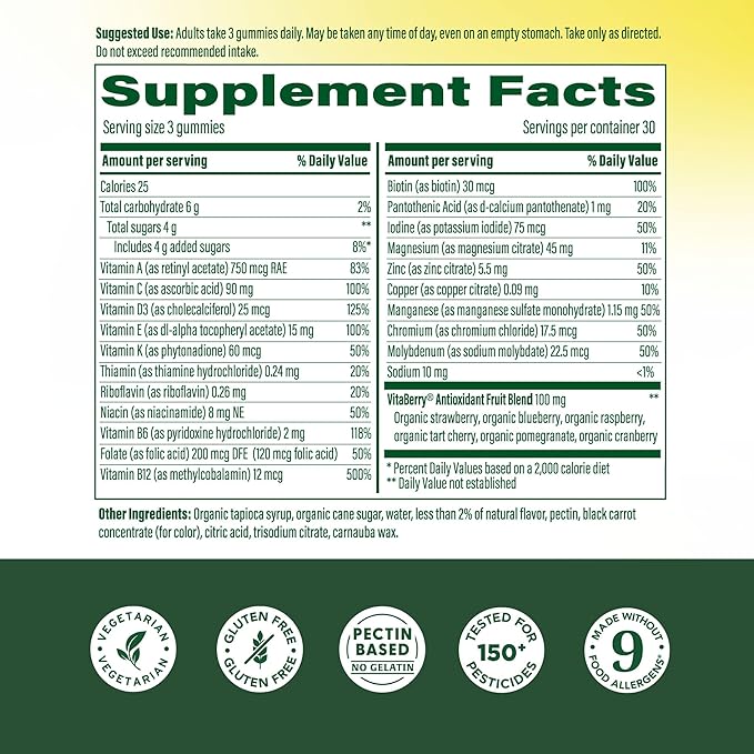 MegaFood Men’s Whole Body Multivitamin Gummies - Multivitamin For Men - Vitamin C, Magnesium Citrate, Vitamin D3, Methylated B12 & Zinc - Muscle, Brain, Heart, Immune Support - 90 Gummies, 30 Servings