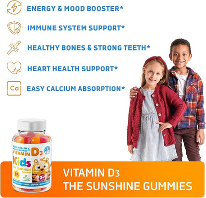 DR. MORITZ Vitamin D Gummies for Kids and Adults (2000 IU) - Chewable Kids Vitamin D Supplement for Immune Support - Vegetarian and Gelatin-Free, 2 Pack (120 Count)