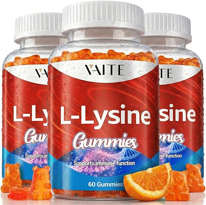 L-Lysine 1000mg Gummies - Supports Skin, Lip, Vegan, Gluten Free, 60 Chewable Lysine for Adults, Vitamins Tissue Health & Immune System, Amino Acid Vitamin Supplement & Complex Supplements (3 Pack)