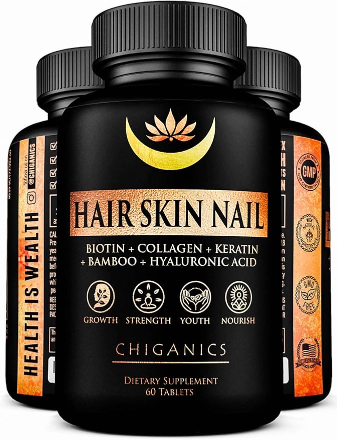 10X Potent Hair Skin and Nail Growth Vitamins Infused with Keratin + Collagen + Silica for Vibrant Hair- Extra Strength Biotin 5000mcg