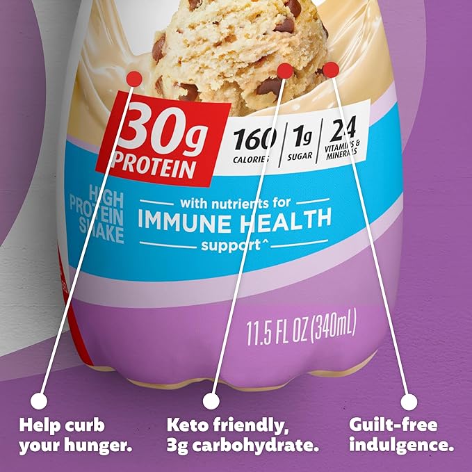 Premier Protein Shake,Cookie Dough,30g Protein,No Added Sugar,24 Vitamins & Minerals to Support Immune Health,11.5 fl oz (Packaging May Vary),(Pack of 24)