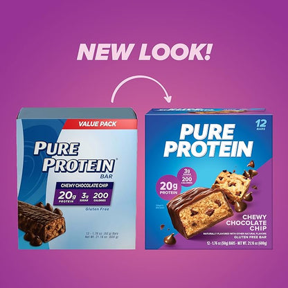Pure Protein Powder, Whey, High Protein, Low Sugar, Gluten Free, Vanilla Cream, 1.75 lbs & Bars, High Protein, Nutritious Snacks to Support Energy, Low Sugar, Gluten Free