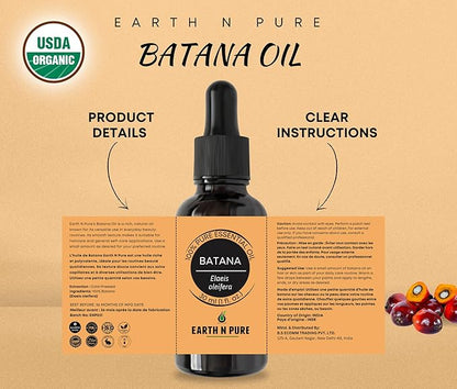 EARTH N PURE Batana Oil 100% Natural and Therapeutic Grade for Hair Growth and Healthy Skin 15 ML