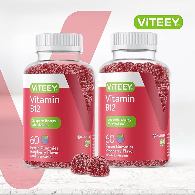 VITEEY Vitamin B12 Gummies - Cognitive Support and Energy Gummies - Vegan, Gelatin Free, Gluten Free - 60 Count