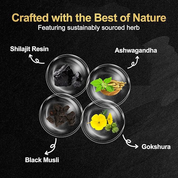 Himalayan Shilajit Gummies for Men & Women - No Added Sugar, 100% Natural & Organic with Ashwagandha, Gokshura, Fulvic Acid & 85+ Trace Minerals, Individually Wrapped, Non-GMO, 80 Gummy I Pouch