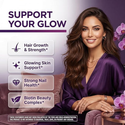 Clean Nutra Biotin Gummies | Collagen, Hyaluronic Acid, Keratin Hair Vitamins Supplement - Hair Growth Support, Skin & Nails - Vitamins C, D, E, B6 & B12 - US Made for Women & Men | 60 Gummy Count