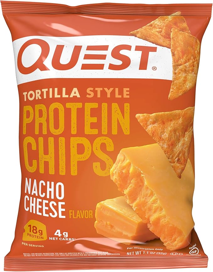Quest Nutrition Protein Chips Variety Pack (BBQ, Cheddar & Sour Cream, Sour Cream & Onion) and Quest Nacho Cheese Tortilla Style Protein Chips