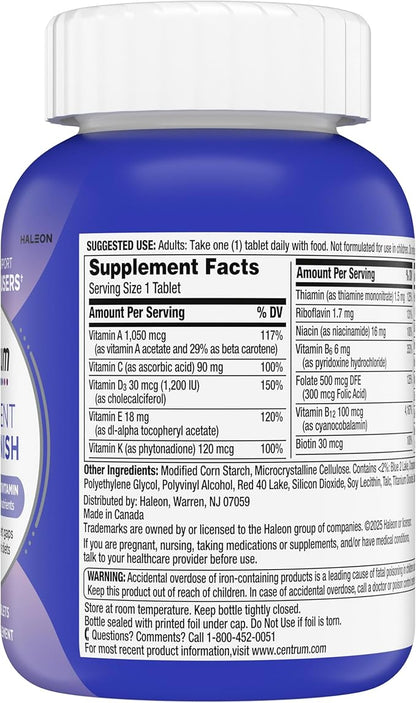 Centrum Nutrient Replenish GLP-1 Nutrition Support Multivitamin for Whole Body Health and Appearance - 180 Tablets, 6 Month Supply