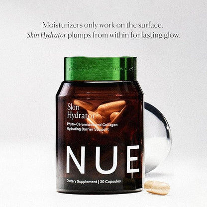 The Nue Co. Skin Hydrator Supplement - Daily Skin Support with Hydrolyzed Collagen, Aloe & Hyaluronic Acid - Gluten Free Supplement for Radiance and Hydration Support | 30 Capsules