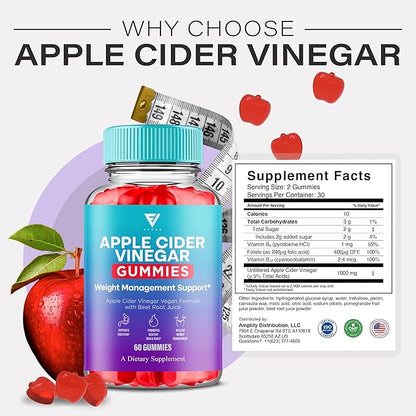 Apple Cider Vinegar Gummies Supplement – Daily Digestive Health & Gut Wellness Support for Women & Men – Vegan ACV Gummies with Apple Cider Vinegar – Non-GMO (2 Pack - 120 Gummies)