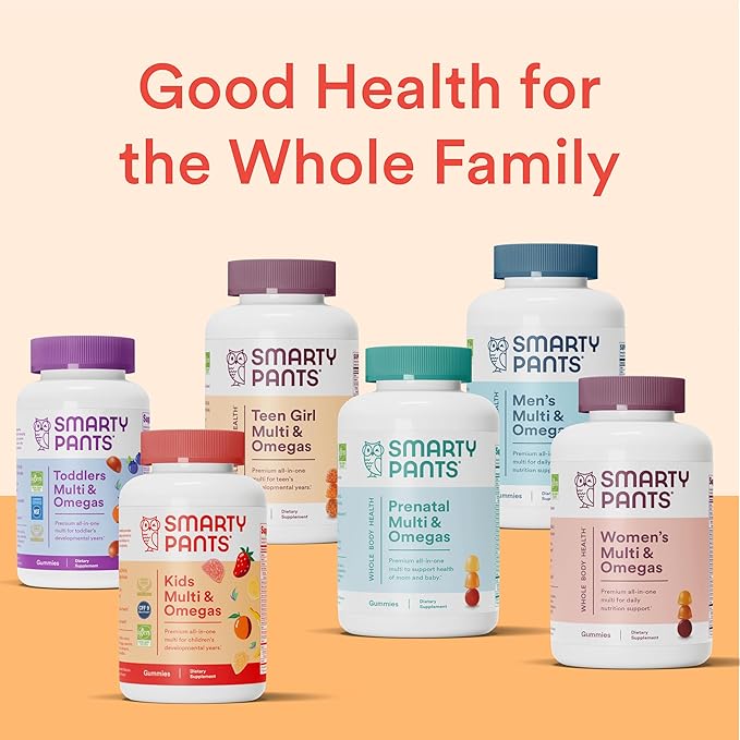 SmartyPants Kids Multivitamin Gummies: Omega 3 Fish Oil (EPA/DHA), Beta Carotene, Vitamin B12, B6, A, K & Zinc for Immune Support, Biotin, Grape, Cherry & Berry Flavors, 120 Count (30 Day Supply)