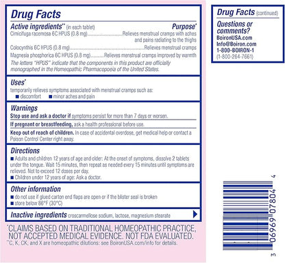Boiron Cyclease Cramps for Relief from Menstrual Cramps, Aches, Pain, and Discomfort - 120 Count (2 Pack of 60)
