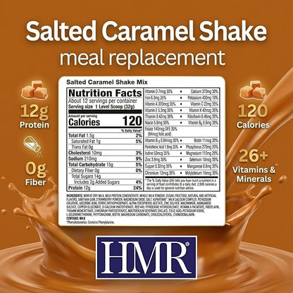 HMR 120 Shake Meal Replacement Powder | Salted Caramel Shake Mix to Support Healthy Weight Loss | 12g of Protein | Nutritional Drink | Low Calorie Food | 12 Servings