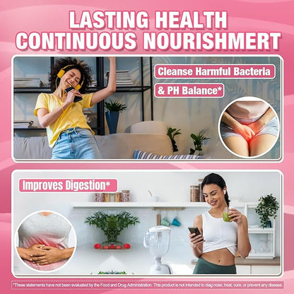 Vaginal Probiotics Gummies for Women PH Balance, Odor Control with Prebiotics, Cranberry, D-Mannose, Promotes Feminine Healthy Vaginal Flora, Urinary Tract, Yeast, Digestive Support, Sugar Free,120Cts