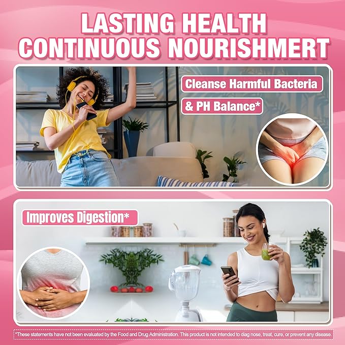 Vaginal Probiotics Gummies for Women PH Balance, Odor Control with Prebiotics, Cranberry, D-Mannose, Promotes Feminine Healthy Vaginal Flora, Urinary Tract, Yeast, Digestive Support, Sugar Free,60Cts