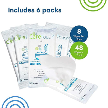 Body Wipes for Adults | No Rinse, Cleansing Shower Wipes | Disposable Bathing Wipes - Great for Camping, Gym and Travel (48 Bath Wipes)