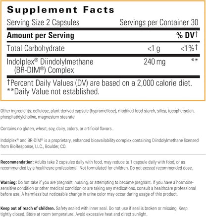 Integrative Therapeutics Indolplex – 240mg Bioavailable DIM for Hormone Balance Support* - Supports Estrogen Metabolism* - Gluten-Free & Dairy-Free - 60 Capsules (30 Servings)