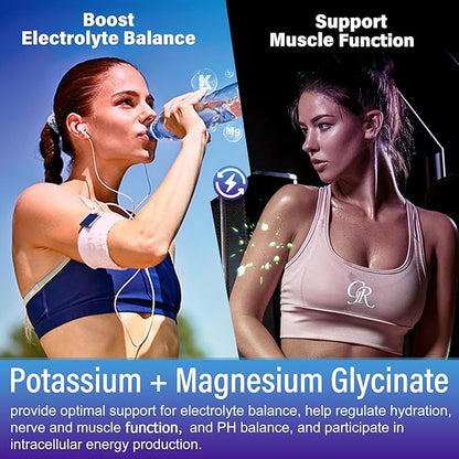 Potassium Magnesium Gummies - Potassium Supplement w/Ashwagandha 200mg, Magnesium Glycinate,B6,B12,P-otassium Citrate for Leg Cramps,Muscle,Electroyte for Adults Kids,Sugar-Free, 2 Pack