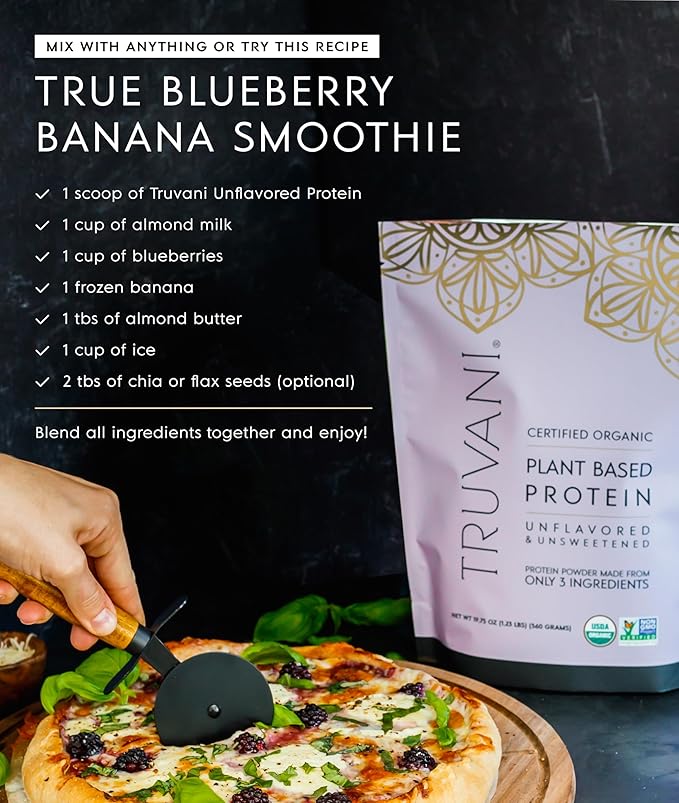Truvani Pea Protein Powder | Unflavored | 20g Organic Vegan Plant Based Protein | 20 Servings | Keto | Gluten & Dairy Free | Low Carb | No Added Sugar