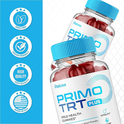 Primo TRT Gummies, Primo TRT Plus Advanced Performance Blend Supplement, PrimoTRT Try Prime Gomitas Maximum Strength Males Support for Overall Health Wellness All Natural Ingredients (60 Gummies)