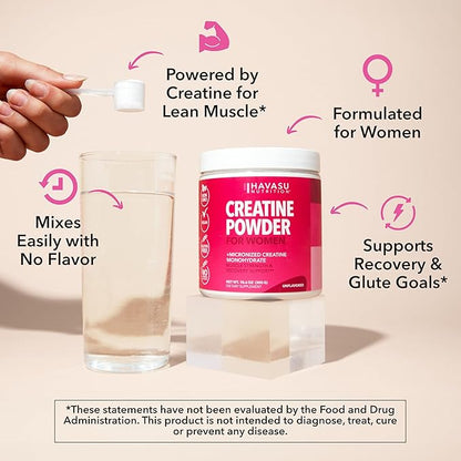 Creatine for Women - Formulated for Women - 3g Micronized Creatine Monohydrate Per Serving to Support Energy, Lean Muscle Mass, and Mental Clarity - Unflavored, Vegan, Non-GMO, 100 Servings