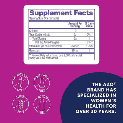 AZO® Daily Menopause Relief + Vitamin D to Support Strong Bones, Menopause Supplements for Women, Reduces Hot Flashes and Night Sweats* - 30 Count