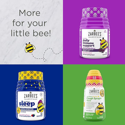 Zarbee’s Complete Kids Multivitamin Gummies + Immune Support, Berry Flavor, Honey-Sweetened, Gluten-Free & Gelatin-Free, Vitamins A, C, D3, E, B6, B12, Folic Acid & B-Complex, 70 Count