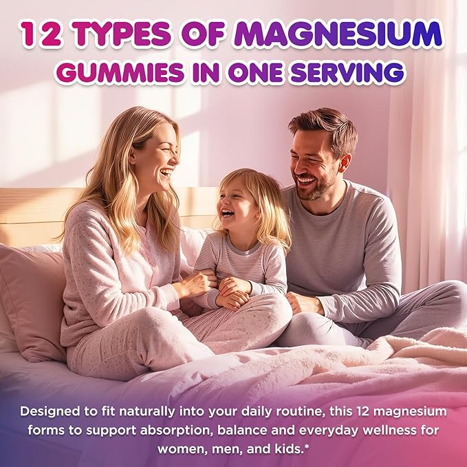 Magnesium Complex 700mg - 12 in 1 Magnesium Gummies with Glycinate, Citrate, Malate, Oxide, Taurate, Aspartate, Orotate - Supports Relaxation, Muscle & Heart - Sugar Free Strawberry 120 Count