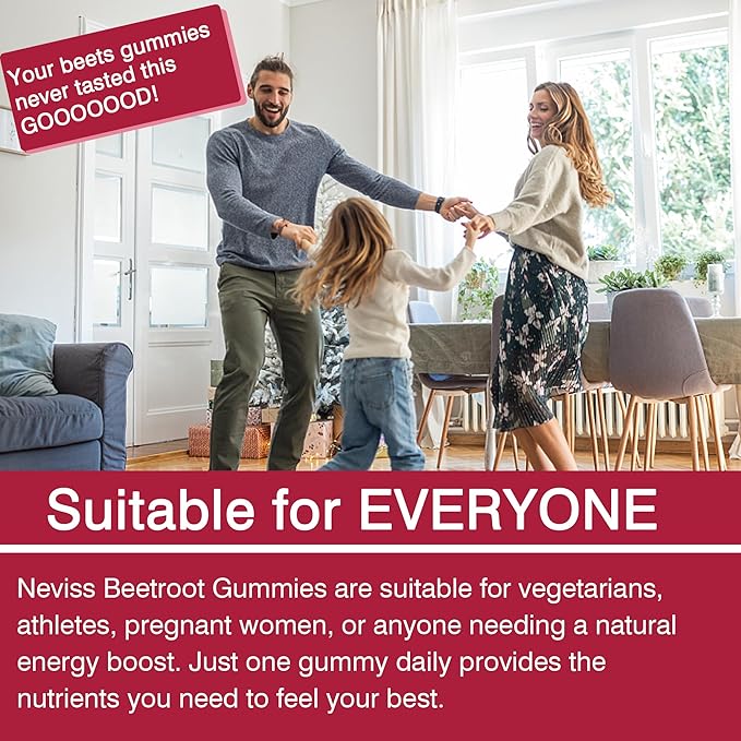 Beet Root Gummies with Iron, Methyl B12, Folate, Vitamin C - Increase Nitric Oxide & Iron Levels, Energy Support, Fight Fatigue, Beetroot & Gentle Iron Supplement, Sugar Free, 60 Counts