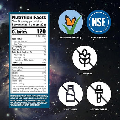 Vega Protein + Supergreens - 20g Plant-Based Protein, Berry, 26 Servings, Real Greens & Veggies, Vegan Keto, 0g Added Sugar, Non-GMO, Gluten Free, Dairy Free, 1.7lbs (Packaging May Vary)