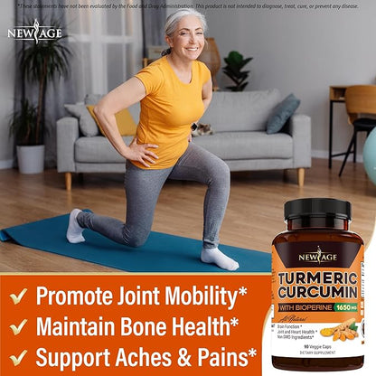 NEW AGE Turmeric Curcumin Capsules - Standardized Curcuminoids - Non-GMO, Gluten Free -270 Count (Pack of 3)