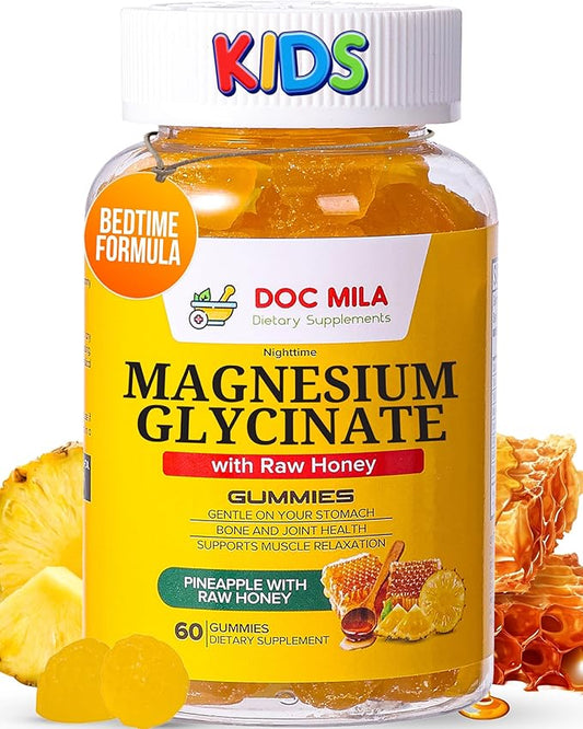 Magnesium Glycinate Gummies 100mg for Kids and Adults - Glicinato de Magnesio