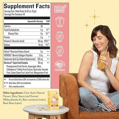 Legendairy Milk Collagen Peptides Powder & Prebiotic Fiber for Women, Digestive Health Drink Mix, Skin, Cellulite, Fine Lines & Regularity, Tropical Flavor Supplement, She’s Glowing 18 Stick Packs
