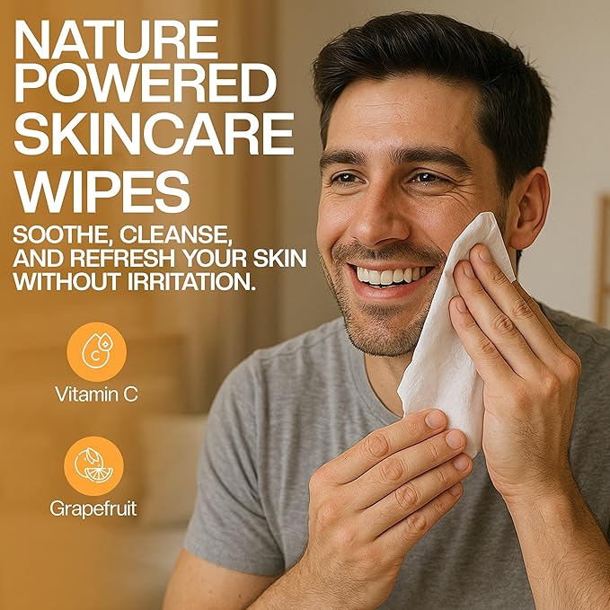 The Nobleman 4-Pack Face + Body Aloe Infused Cleansing Wipes: 4 Energizing Packs with Grapefruit Chamomile and Vitamin C (120 Ct.)