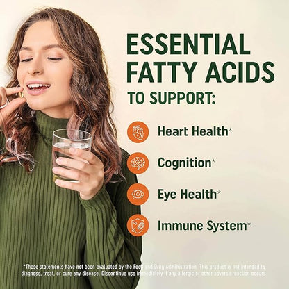 Vegan Omega 3 Algae Oil | Plant Based DHA EPA | Sustainably Sourced, No Carrageenan, Non GMO | Heart, Brain, and Eye Health | Fish Oil Alternative | Algae Omega 3 Supplement | 60 Softgel Capsules