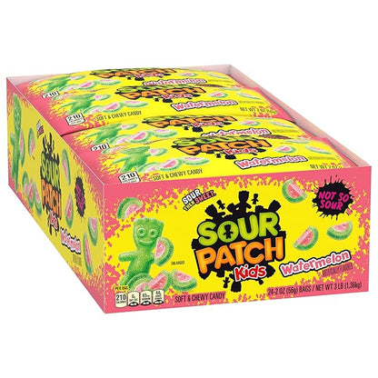 SOUR PATCH KIDS Watermelon Soft & Chewy Candy, Bulk Candy, 24 - 2 oz Bags