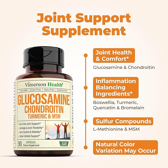 Turmeric Curcumin with Black Pepper Extract & Glucosamine Chondroitin MSM Joint Support Supplement